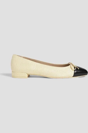 Stuart Weitzman Sleek Bow raffia and leather ballet flats - White - EU 38.5