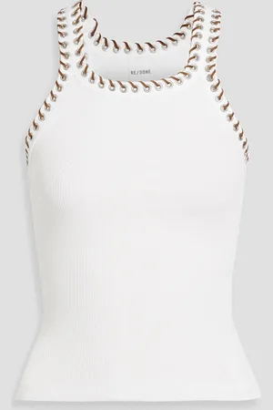 RE/DONE Whipstitched ribbed cotton-jersey tank - - S