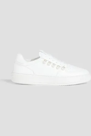 Stuart Weitzman Courtside faux pearl-embellished leather sneakers - - EU 37