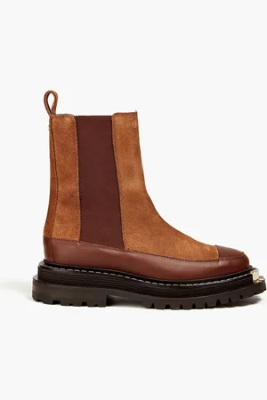 Sandro Embellished suede and leather Chelsea boots - Brown - EU 36