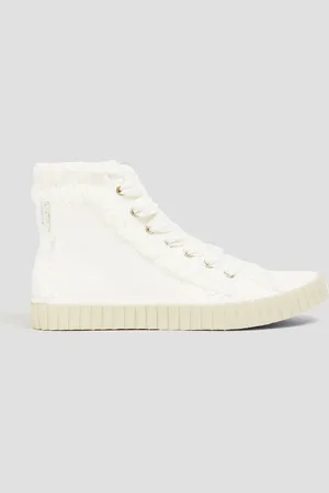 ZIMMERMANN Frayed canvas high-top sneakers - White - EU 41
