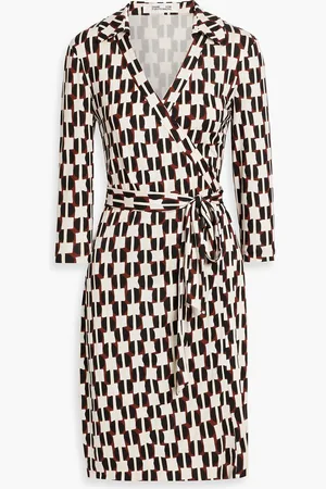 Diane von Furstenberg Jeanne printed silk-jersey mini wrap dress - - XXL