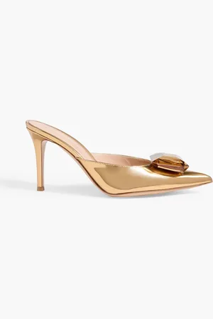 Gianvito Rossi Jaipur 85 crystal-embellished mirrored-leather mules - Metallic - EU 38.5