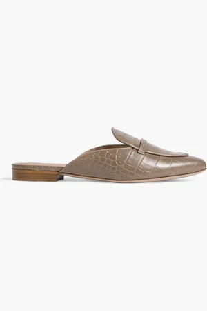 MALONE SOULIERS Berto croc-effect leather slippers - Neutral - EU 40