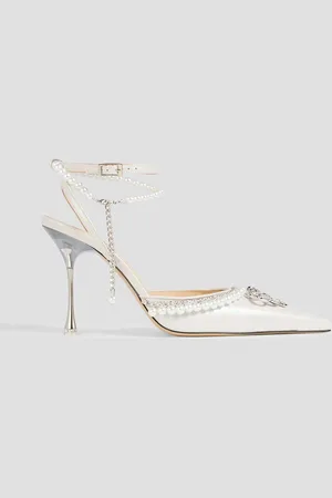 Mach & Mach Bow of Elizabeth embellished iridescent leather pumps - White - EU 36