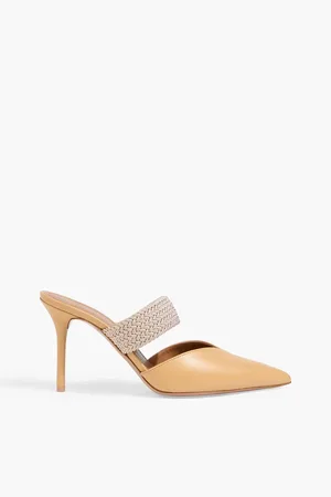 MALONE SOULIERS Maisie 85 cord-trimmed leather mules - Neutral - EU 38.5