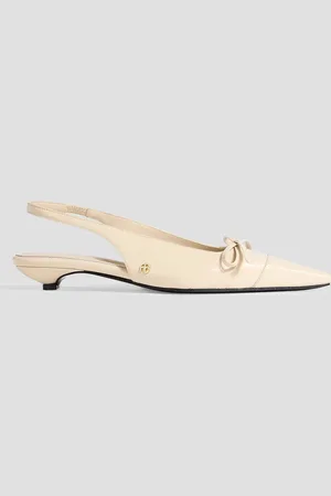 ANINE BING Zoey bow-detailed patent-leather slingback pumps - White - EU 40