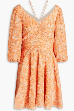 Simkhai Lena shirred printed chiffon mini dress - - XS