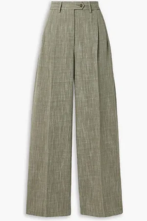 Etro Pleated checked woven wide-leg pants - Green - IT 38