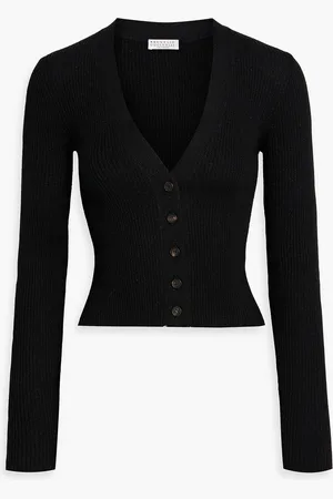 Brunello Cucinelli Ribbed metallic cashmere-blend cardigan - - M