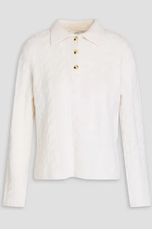 Vince Cable-knit wool-blend polo sweater - White - XS