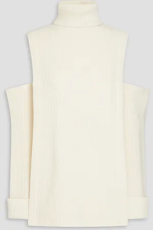 E.L.V. Denim The Chunky ribbed cashmere turtleneck bib and gloves set - White - ONESIZE