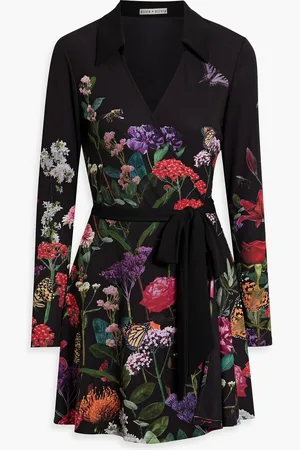 ALICE+OLIVIA Alice Olivia - Millicent floral-print crepe mini wrap dress - - US 0