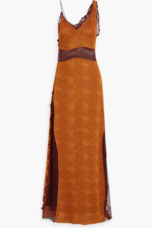 Victoria Beckham Lace-paneled snake-print cloqué maxi dress - - UK 6