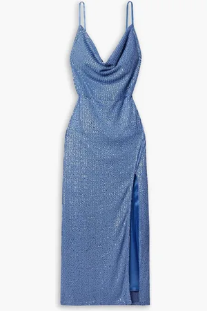 In the Mood for Love Yuna draped sequined tulle gown - Blue - L