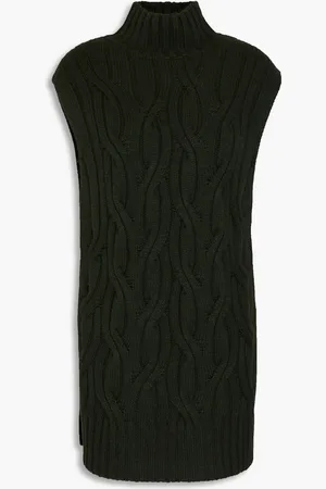 AUTUMN CASHMERE Cable-knit turtleneck vest - Green - S