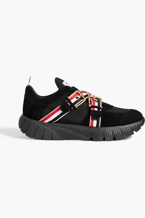 Thom Browne Striped shell and suede sneakers - - US 10