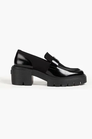 Stuart Weitzman Soho gabardine and glossed-leather loafers - - EU 37.5
