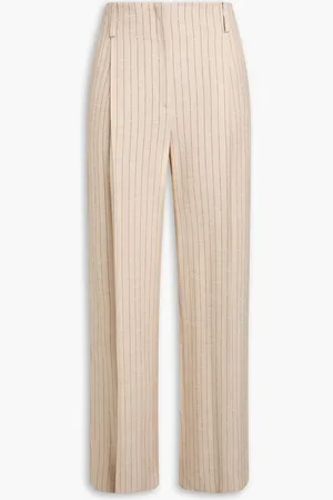 Sandro Pinstriped crepe wide-leg pants - Neutral - FR 36