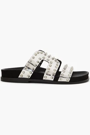 Sandro Spiked mirrored-leather sandals - Metallic - EU 36