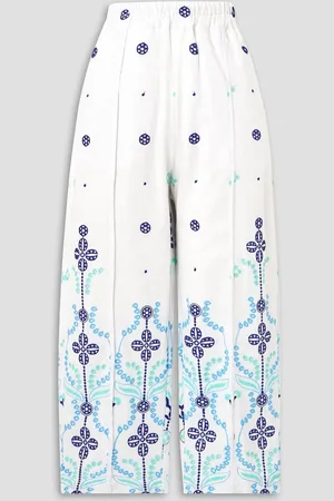 CHARO RUIZ IBIZA Lya cropped broderie anglaise cotton-blend wide-leg pants - - XS