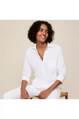 The White Company Women Shirts - Organic-Cotton Slub Rib Jersey Shirt, White, 6