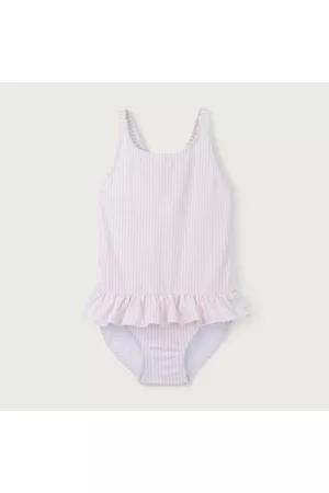 The White Company Girls Swimsuits - Stripe Recycled-Nylon Bow Swimsuit (0–18mths), , 1-1 1/2Y