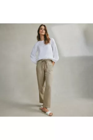 The White Company Herringbone Organic-Cotton Trousers, , 4