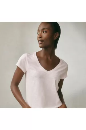 The White Company Women T-shirts - Organic-Cotton Slub V-Neck T-Shirt, , 6