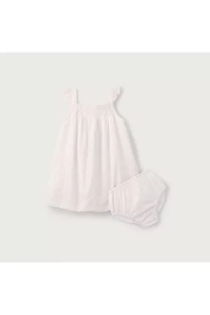 The White Company Girls Printed Dresses - Embroidered Floral Strap Dress (0–18mths), , 6-9M