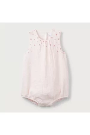 The White Company Crinkle-Cotton Embroidered Romper (0–24mths), , 1-1 1/2Y