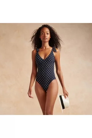 The White Company Women Swimsuits - Woodblock-Print Tie-Strap Swimsuit, / , XS