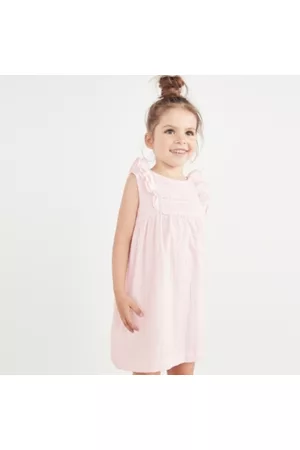 The White Company Crinkle-Cotton Lace-Detail Dress (18mths–6yrs), , 1 1/2 - 2Y