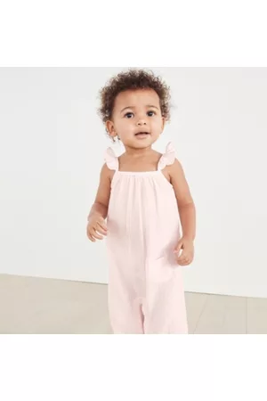 The White Company Girls Jumpsuits - Crinkle-Cotton Lace-Detail Jumpsuit (0–18mths), , 0-3M