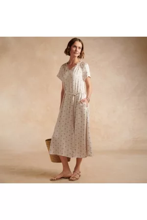 The White Company Women Printed Dresses - Geo Print Washed Satin Midi Dress, , 4