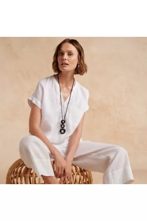 The White Company Women Shirts - Linen Gauze Relaxed Pop-Over Shirt, , 6