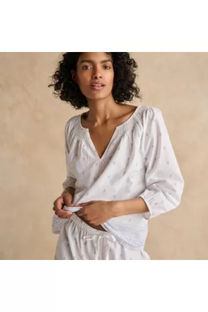 The White Company Women Bathrobes - Cotton Border Print Boho Pyjama Set, / , L