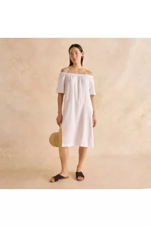 The White Company Women Strapless Dresses - Linen Off-The-Shoulder Dress, , 6