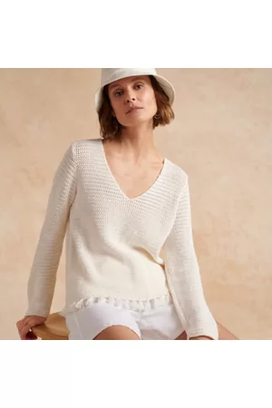 The White Company Sweaters - Organic Cotton Tassel-Hem Jumper, , XS