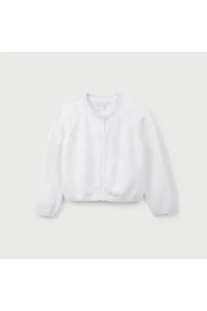 The White Company Girls Sweatshirts - Pointelle Heart Cardigan (0–18mths), , 3-6M