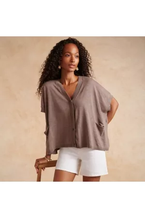 The White Company Oversized Cardigans - Linen-Rich Button-Through Oversized Cardigan, , XS