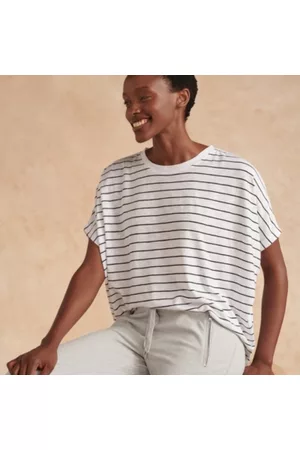 The White Company Sweats - Striped Notch Back Lounge T-Shirt, / , XS