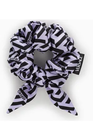 VERSACE Women Headwear - Lilac/black logo-pattern scrunchie