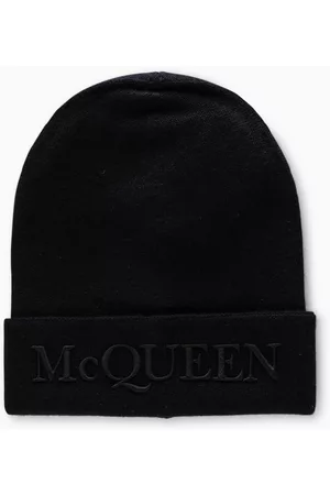 Alexander McQueen Navy beanie with logo embroidery