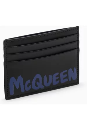 Alexander McQueen Men Wallets - And blue card holder with graffiti logo
