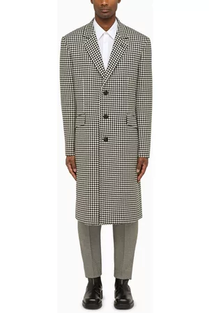 Alexander McQueen Single-breasted coat in wool with houndstooth pattern