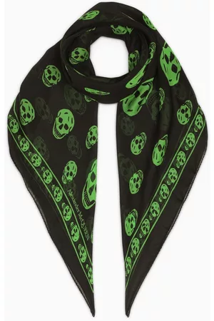 Alexander McQueen Women Scarves - Foulard with green skulls print
