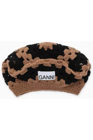 Ganni Black/hazelnut crochet hat