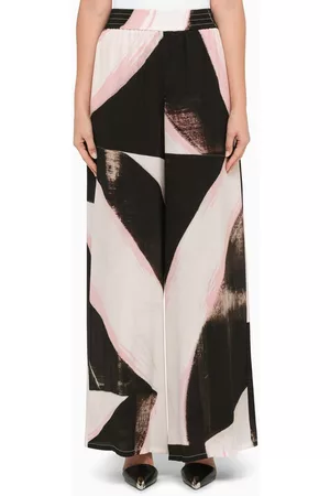 Alexander McQueen Printed silk wide trousers
