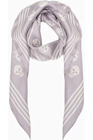 Alexander McQueen Women Scarves - Lilac foulard with skulls print